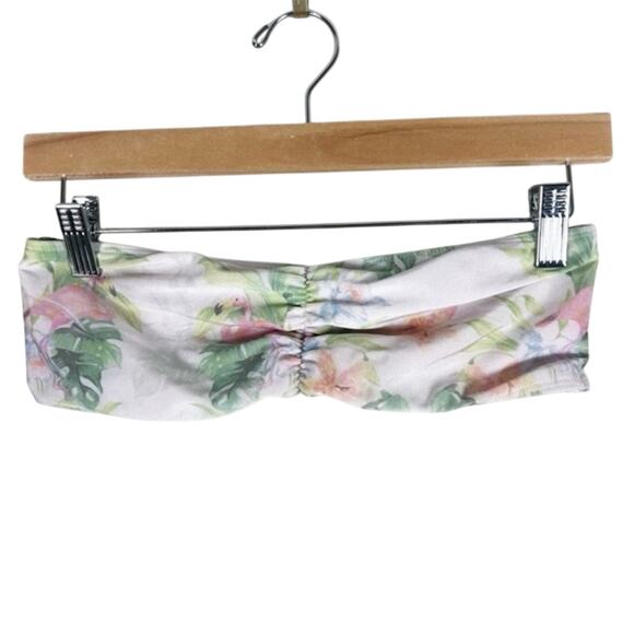 American Apparel Pink Floral Flamingo Bikini Top - Picture 1 of 6